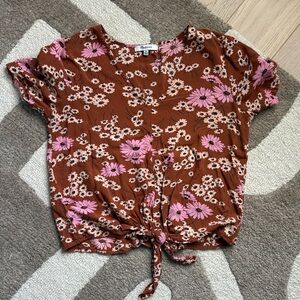 Madewell Floral Brown and Pink Blouse